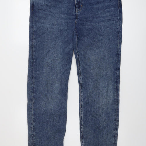 Marks and Spencer Womens Beige Cotton Straight Jeans Size 16 L29 in Regular Button