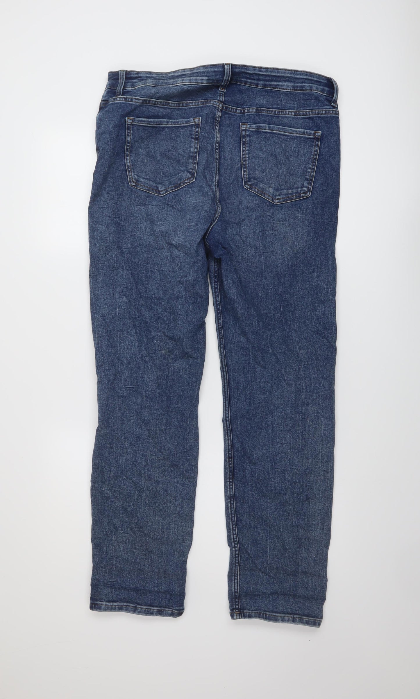 Marks and Spencer Womens Beige Cotton Straight Jeans Size 16 L29 in Regular Button