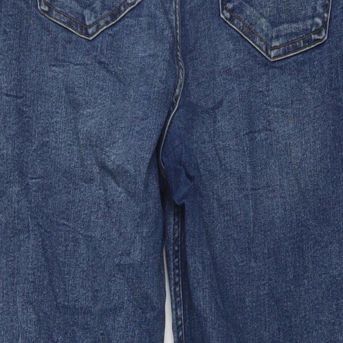 Marks and Spencer Womens Beige Cotton Straight Jeans Size 16 L29 in Regular Button