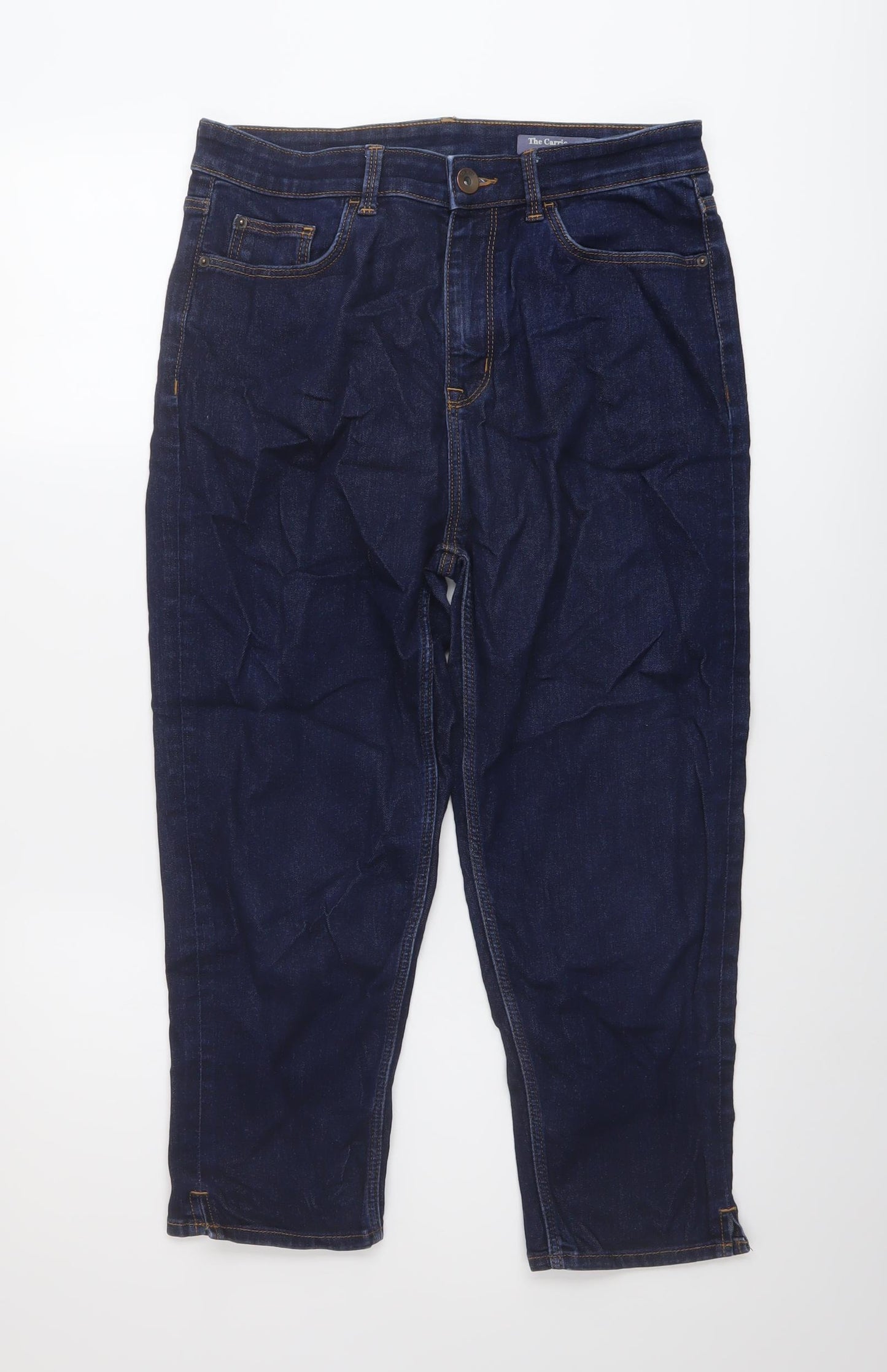Marks and Spencer Womens Blue Cotton Cropped Jeans Size 12 L21 in Regular Button