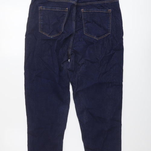 Marks and Spencer Womens Blue Cotton Cropped Jeans Size 12 L21 in Regular Button
