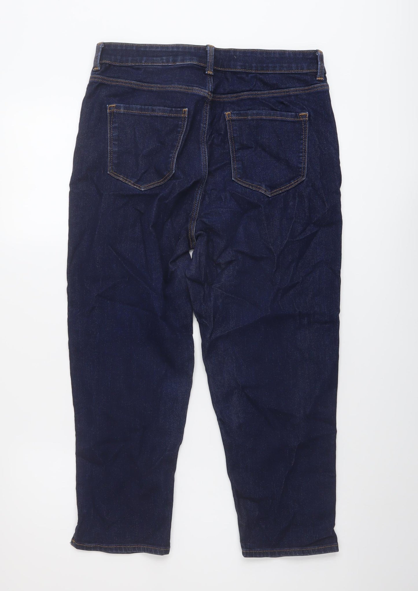 Marks and Spencer Womens Blue Cotton Cropped Jeans Size 12 L21 in Regular Button
