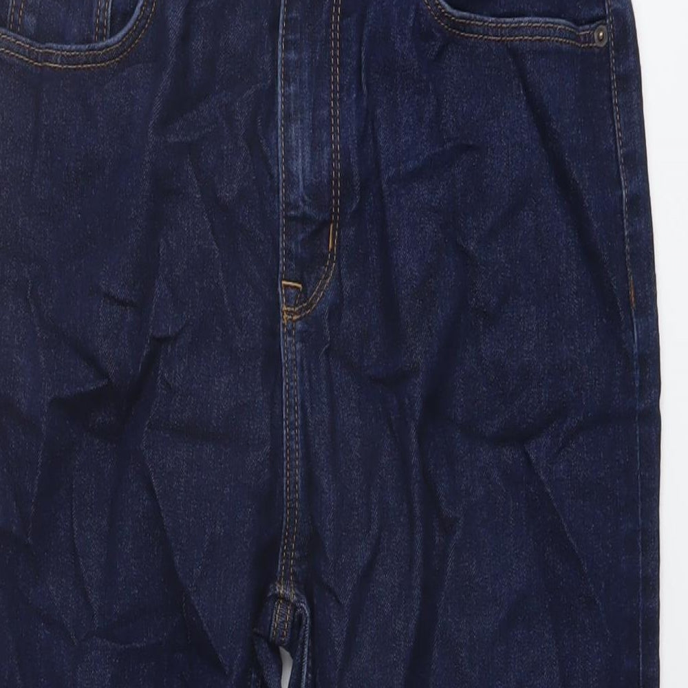 Marks and Spencer Womens Blue Cotton Cropped Jeans Size 12 L21 in Regular Button