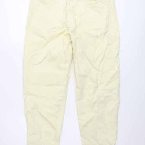 Marks and Spencer Womens Yellow Cotton Mom Jeans Size 10 L25 in Regular Button
