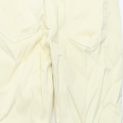 Marks and Spencer Womens Yellow Cotton Mom Jeans Size 10 L25 in Regular Button