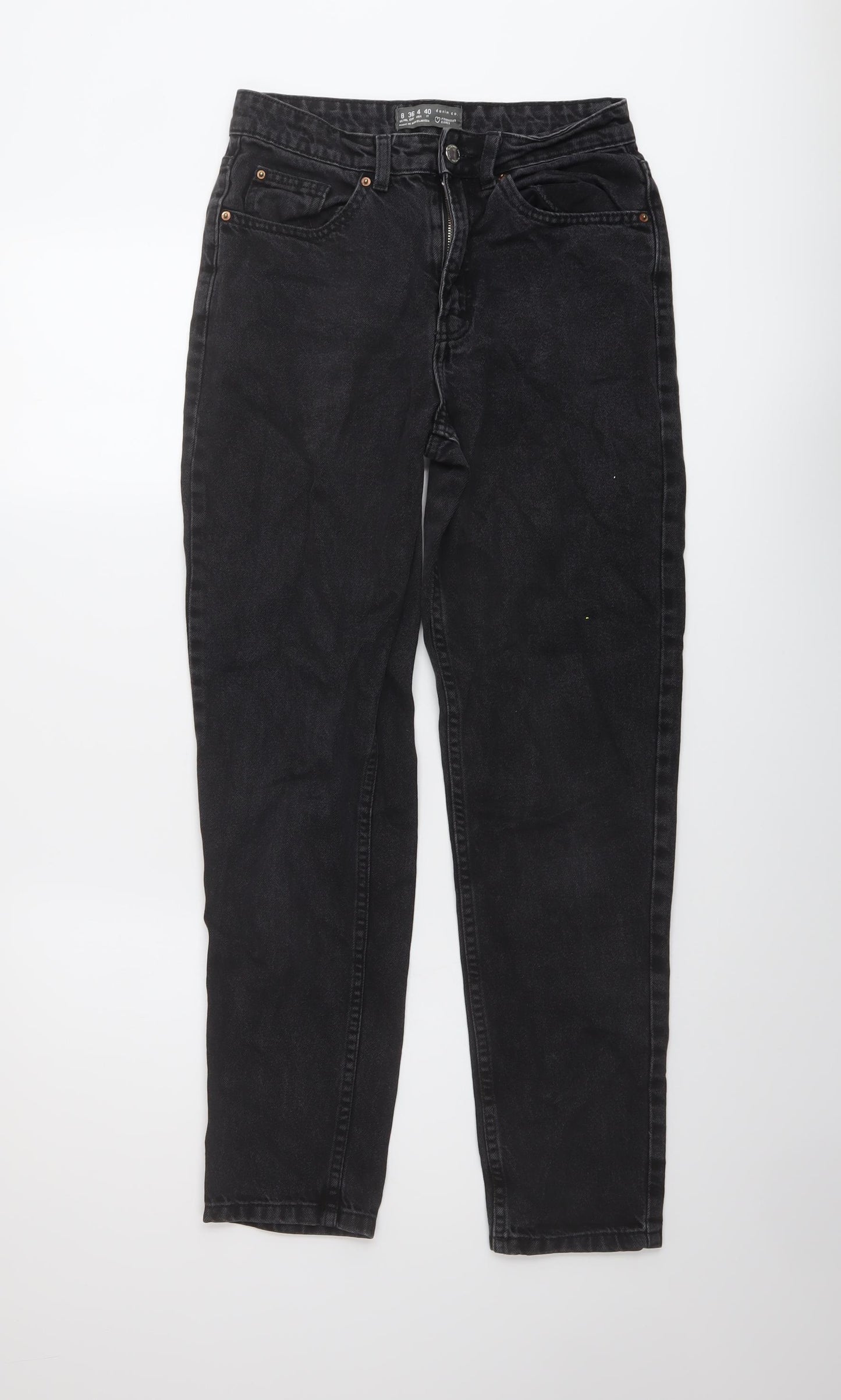 Denim & Co. Womens Grey Cotton Mom Jeans Size 8 L28 in Regular Button