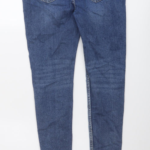 Marks and Spencer Girls Blue Cotton Skinny Jeans Size 11-12 Years Regular Button