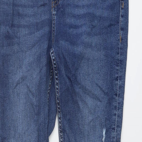 Marks and Spencer Girls Blue Cotton Skinny Jeans Size 11-12 Years Regular Button