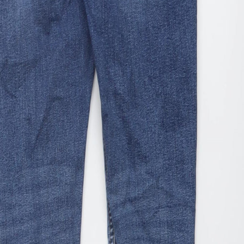 Marks and Spencer Girls Blue Cotton Skinny Jeans Size 11-12 Years Regular Button