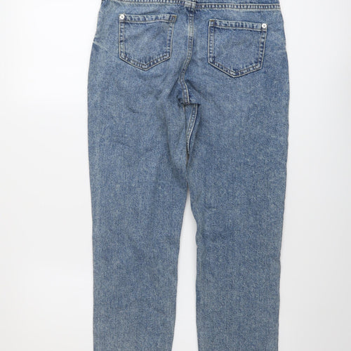 Marks and Spencer Girls Blue Cotton Straight Jeans Size 12-13 Years Regular Button