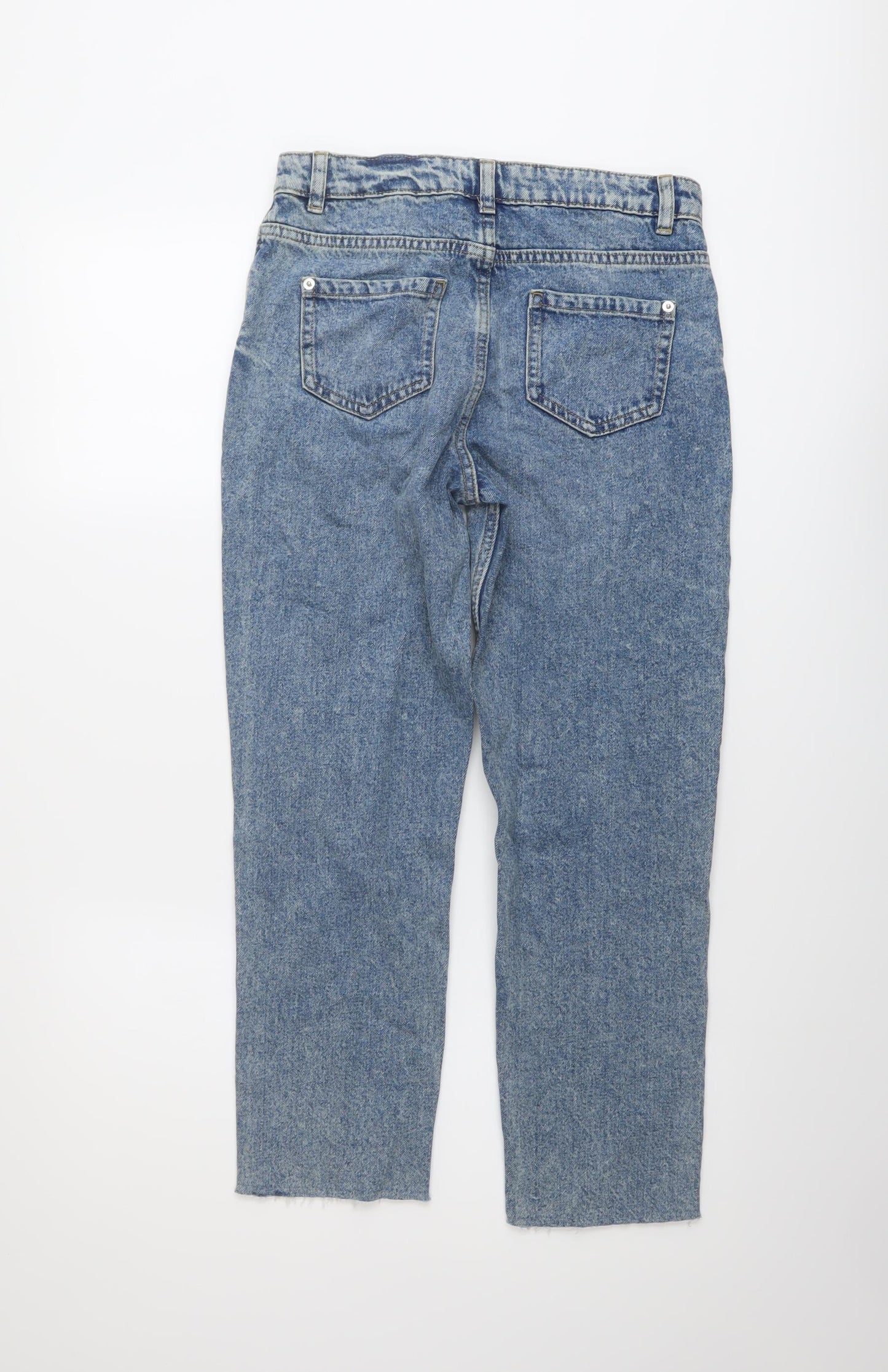 Marks and Spencer Girls Blue Cotton Straight Jeans Size 12-13 Years Regular Button