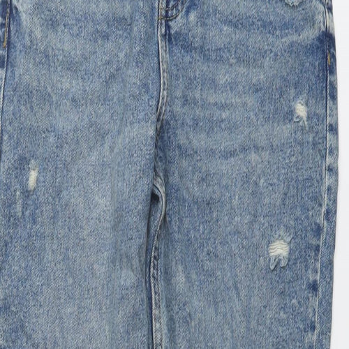 Marks and Spencer Girls Blue Cotton Straight Jeans Size 12-13 Years Regular Button