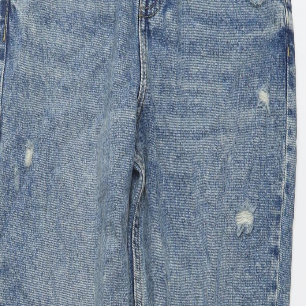 Marks and Spencer Girls Blue Cotton Straight Jeans Size 12-13 Years Regular Button
