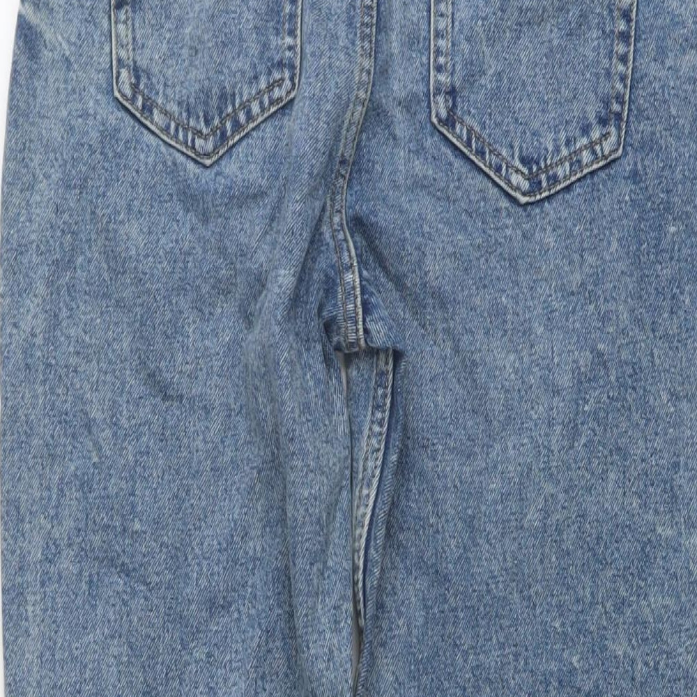 Marks and Spencer Girls Blue Cotton Straight Jeans Size 12-13 Years Regular Button