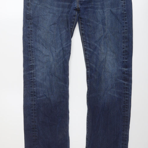 Levi's Mens Blue Cotton Straight Jeans Size 34 in L32 in Regular Button