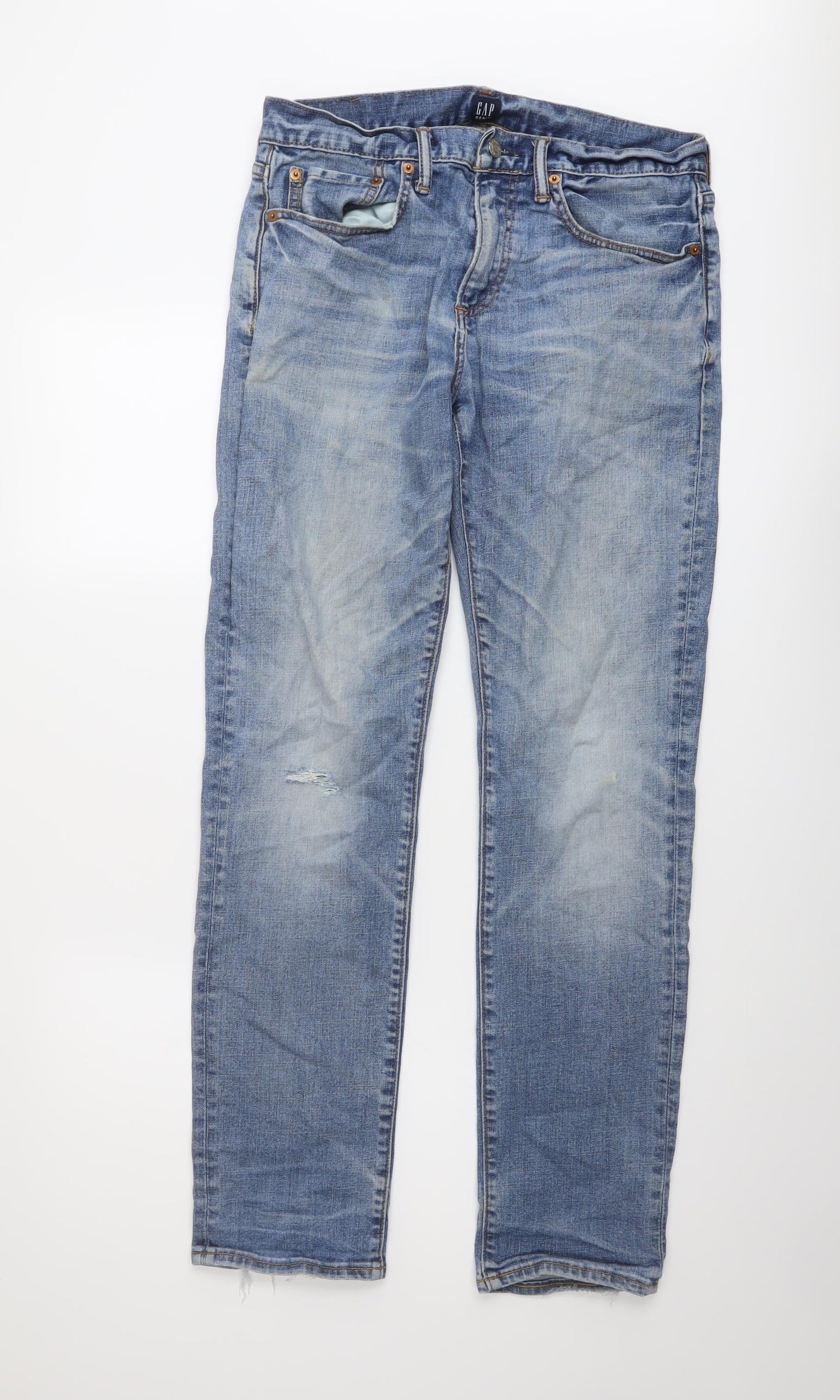 Gap Mens Blue Cotton Straight Jeans Size 31 in L32 in Slim Button
