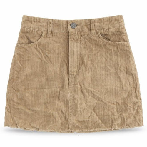 Bershka Womens Beige Cotton Mini Skirt Size XS Button