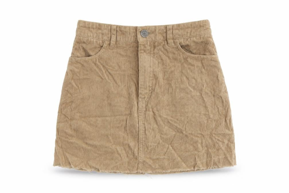Bershka Womens Beige Cotton Mini Skirt Size XS Button