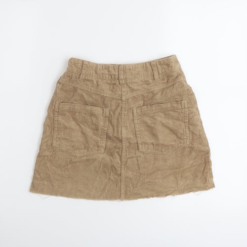 Bershka Womens Beige Cotton Mini Skirt Size XS Button