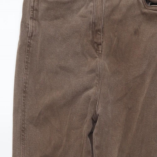 NEXT Womens Brown Cotton Cropped Jeans Size 14 L24 in Regular Button