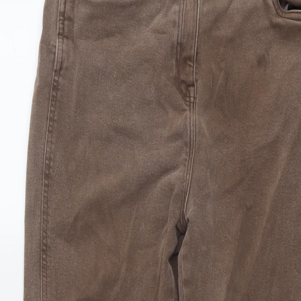 NEXT Womens Brown Cotton Cropped Jeans Size 14 L24 in Regular Button