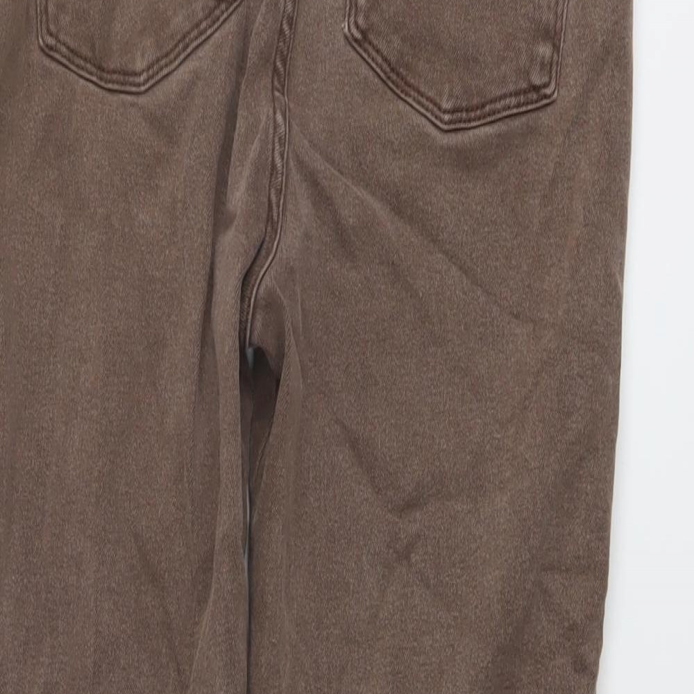NEXT Womens Brown Cotton Cropped Jeans Size 14 L24 in Regular Button