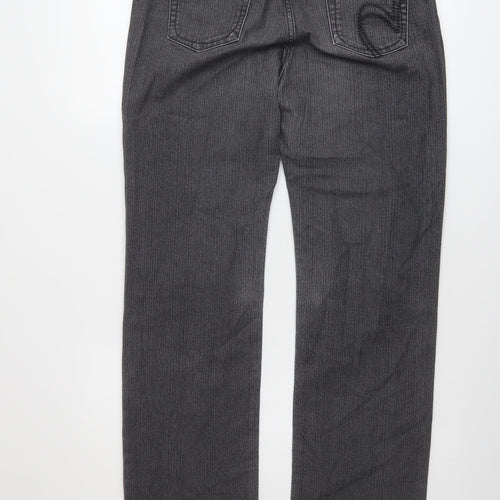 Per Una Womens Grey Cotton Straight Jeans Size 12 L29 in Regular Button
