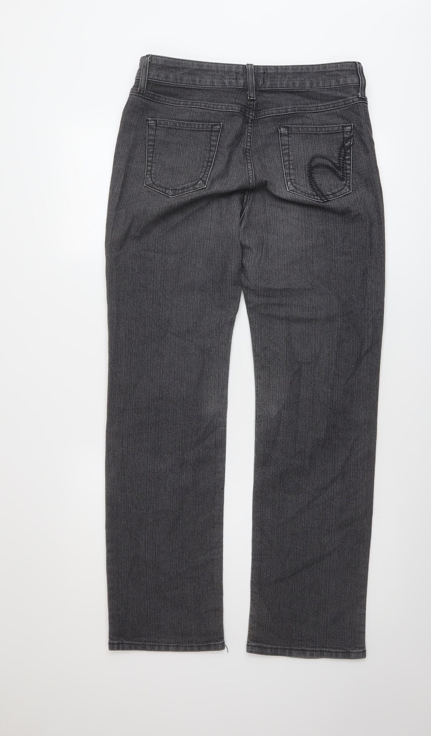 Per Una Womens Grey Cotton Straight Jeans Size 12 L29 in Regular Button