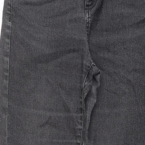 Per Una Womens Grey Cotton Straight Jeans Size 12 L29 in Regular Button