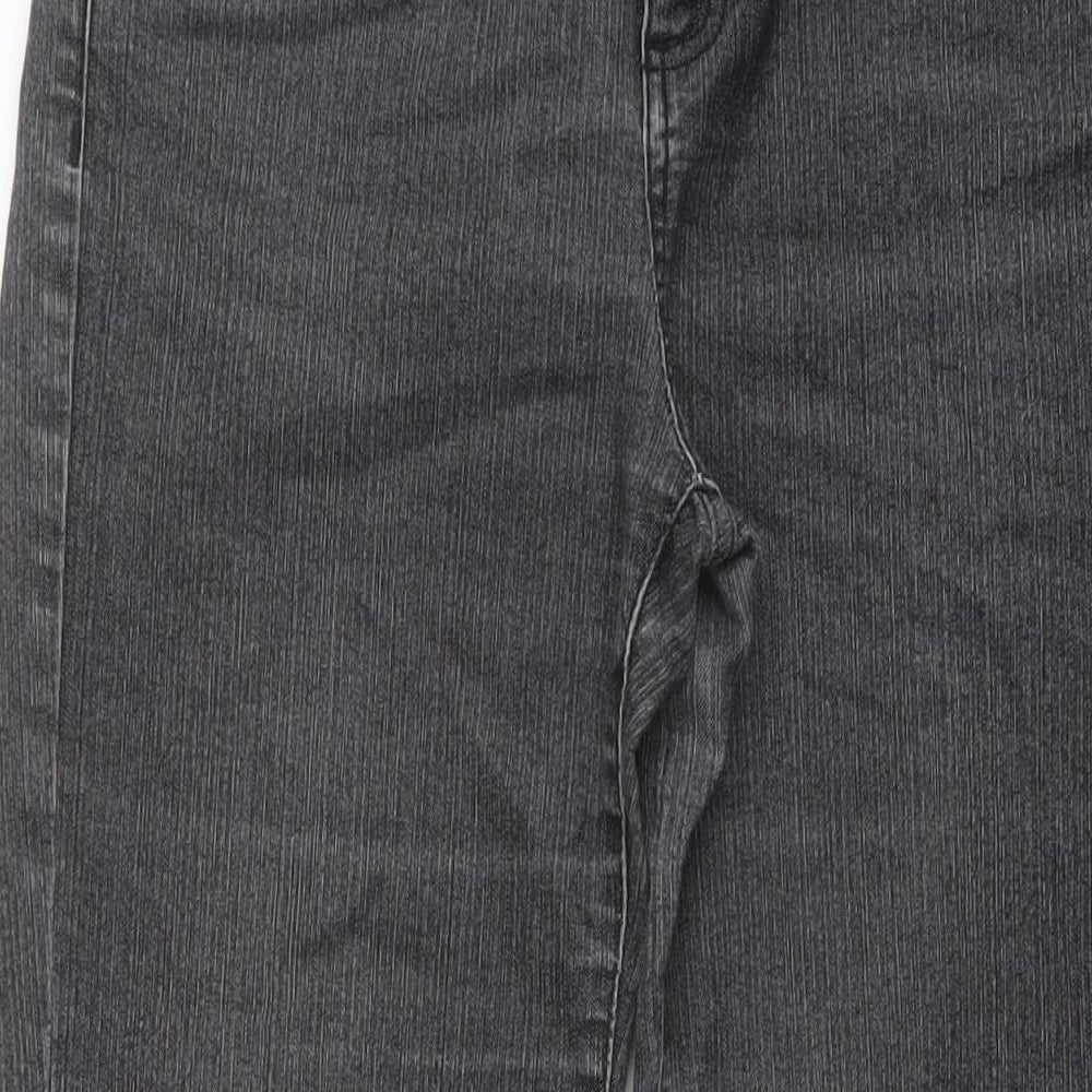 Per Una Womens Grey Cotton Straight Jeans Size 12 L29 in Regular Button