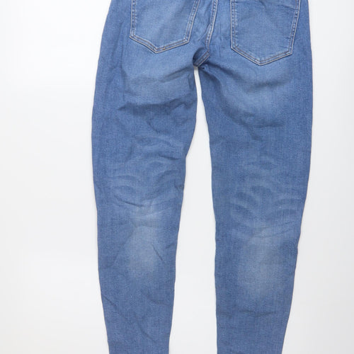 Zara Womens Blue Cotton Skinny Jeans Size 8 L27 in Regular Button