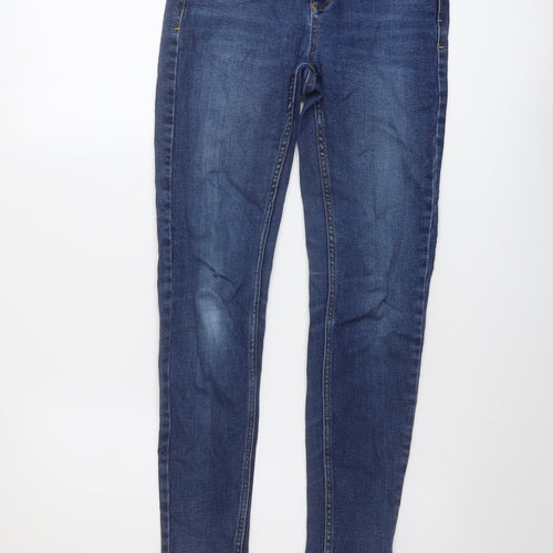 Zara Womens Blue Cotton Skinny Jeans Size 8 L27 in Regular Button
