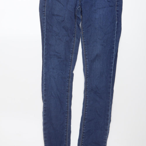 Topshop Womens Blue Cotton Skinny Jeans Size 28 L28 in Regular Button