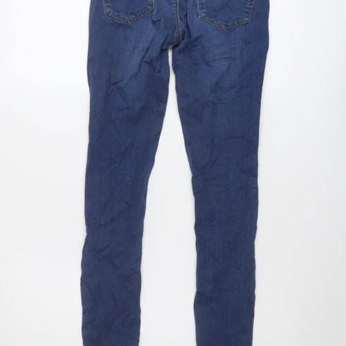 Topshop Womens Blue Cotton Skinny Jeans Size 28 L28 in Regular Button
