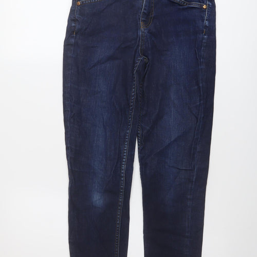 Oasis Womens Blue Cotton Skinny Jeans Size 8 L25 in Regular Button
