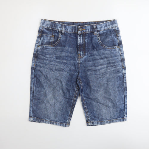 Marks and Spencer Boys Blue Cotton Bermuda Shorts Size 13-14 Years Regular Zip
