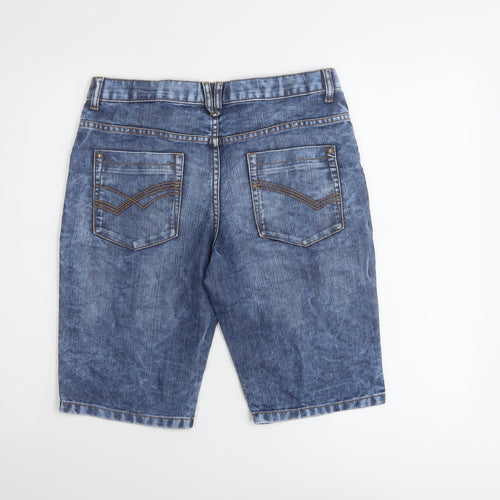 Marks and Spencer Boys Blue Cotton Bermuda Shorts Size 13-14 Years Regular Zip