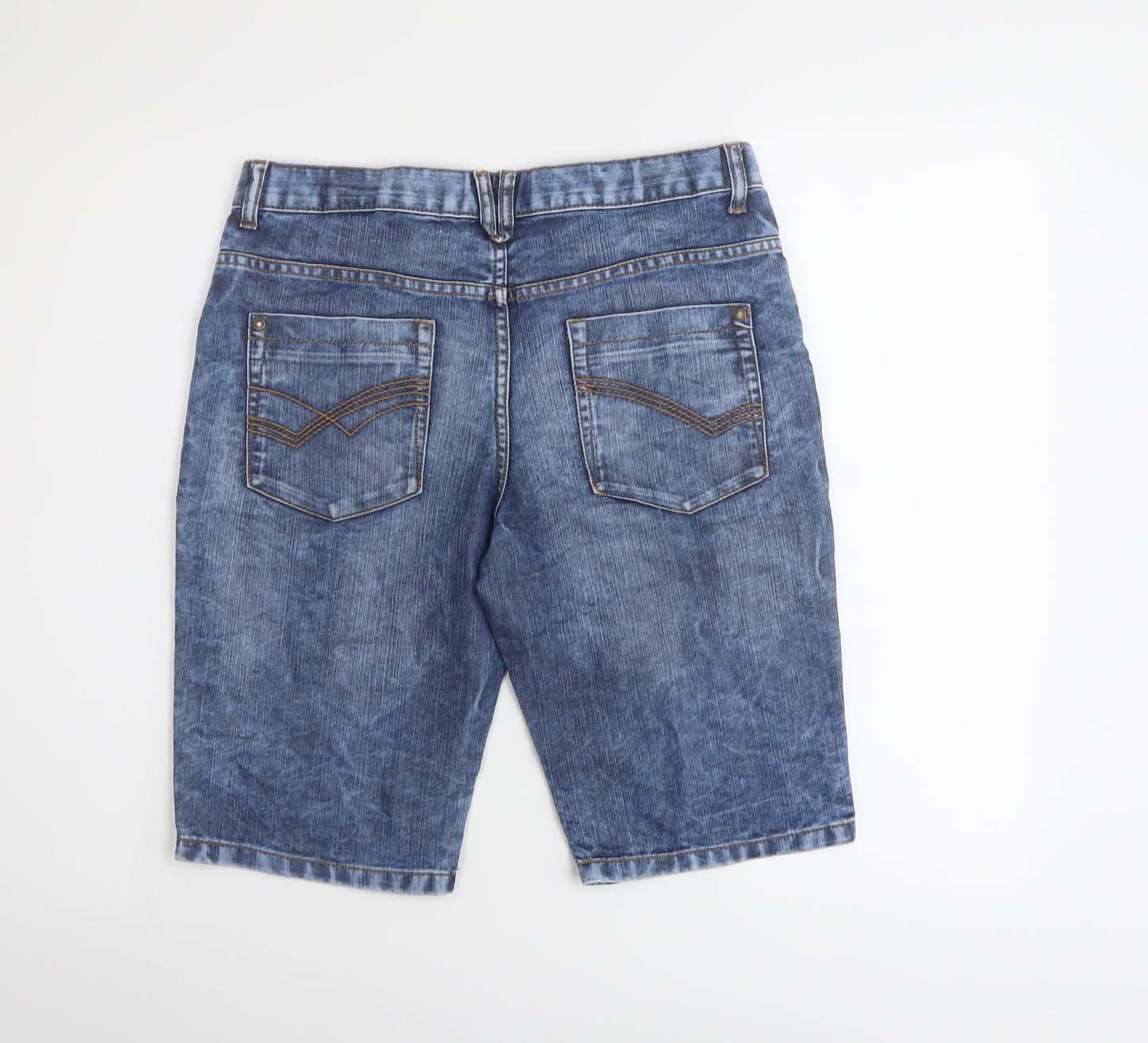 Marks and Spencer Boys Blue Cotton Bermuda Shorts Size 13-14 Years Regular Zip