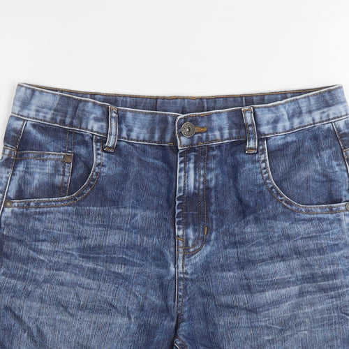Marks and Spencer Boys Blue Cotton Bermuda Shorts Size 13-14 Years Regular Zip