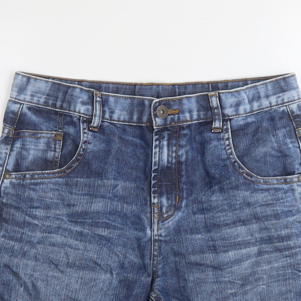 Marks and Spencer Boys Blue Cotton Bermuda Shorts Size 13-14 Years Regular Zip