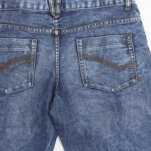 Marks and Spencer Boys Blue Cotton Bermuda Shorts Size 13-14 Years Regular Zip