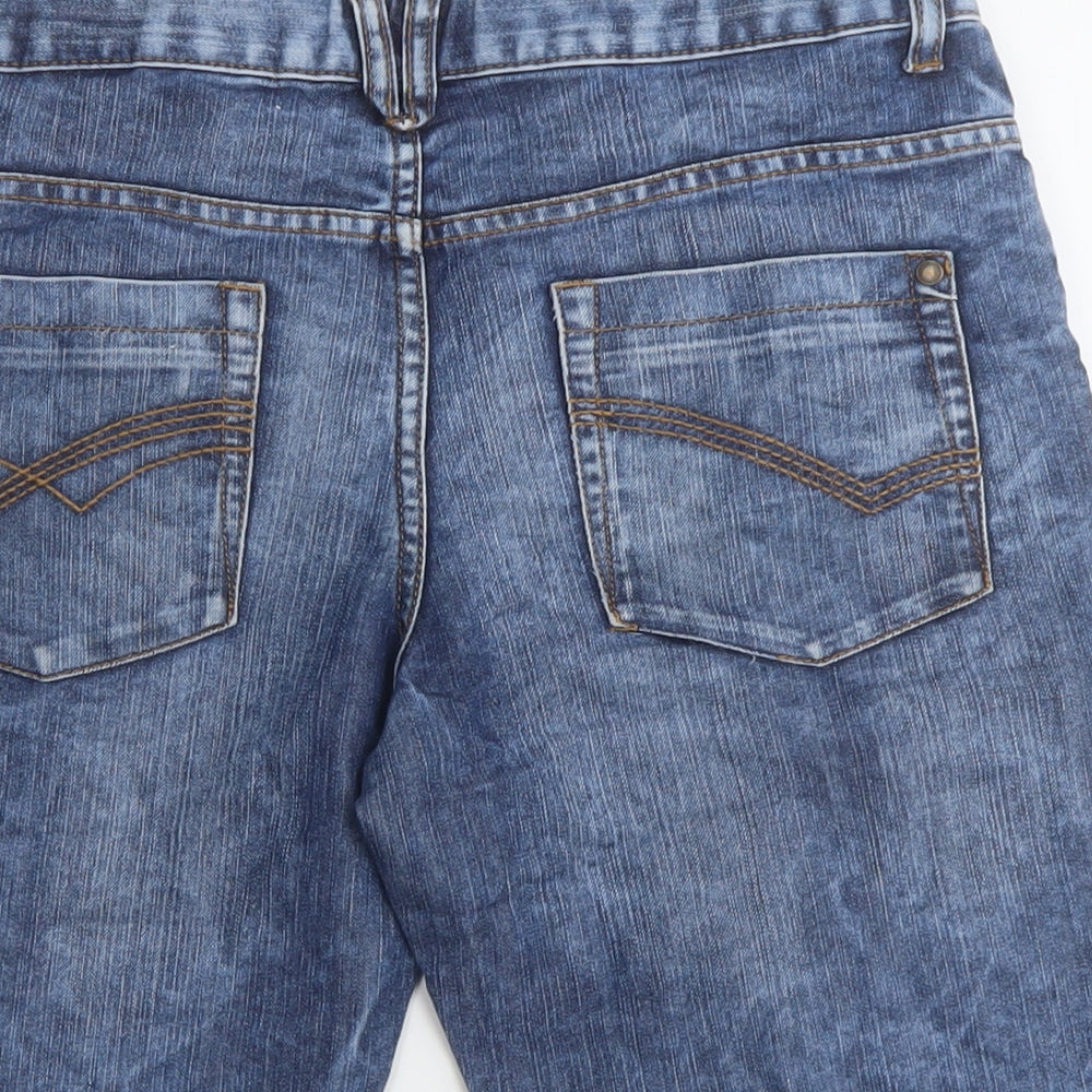 Marks and Spencer Boys Blue Cotton Bermuda Shorts Size 13-14 Years Regular Zip