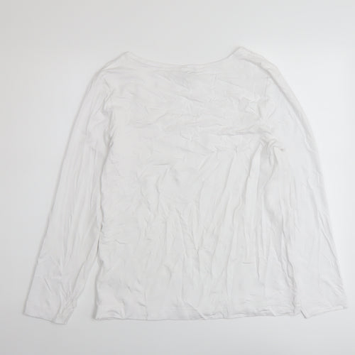 Autograph Womens White Viscose Basic T-Shirt Size 14 Scoop Neck