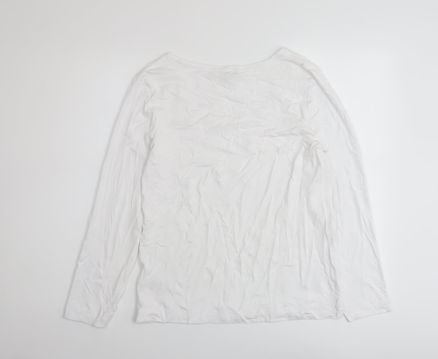 Autograph Womens White Viscose Basic T-Shirt Size 14 Scoop Neck