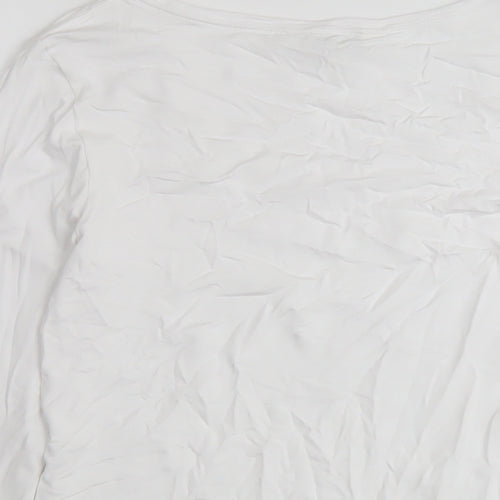 Autograph Womens White Viscose Basic T-Shirt Size 14 Scoop Neck