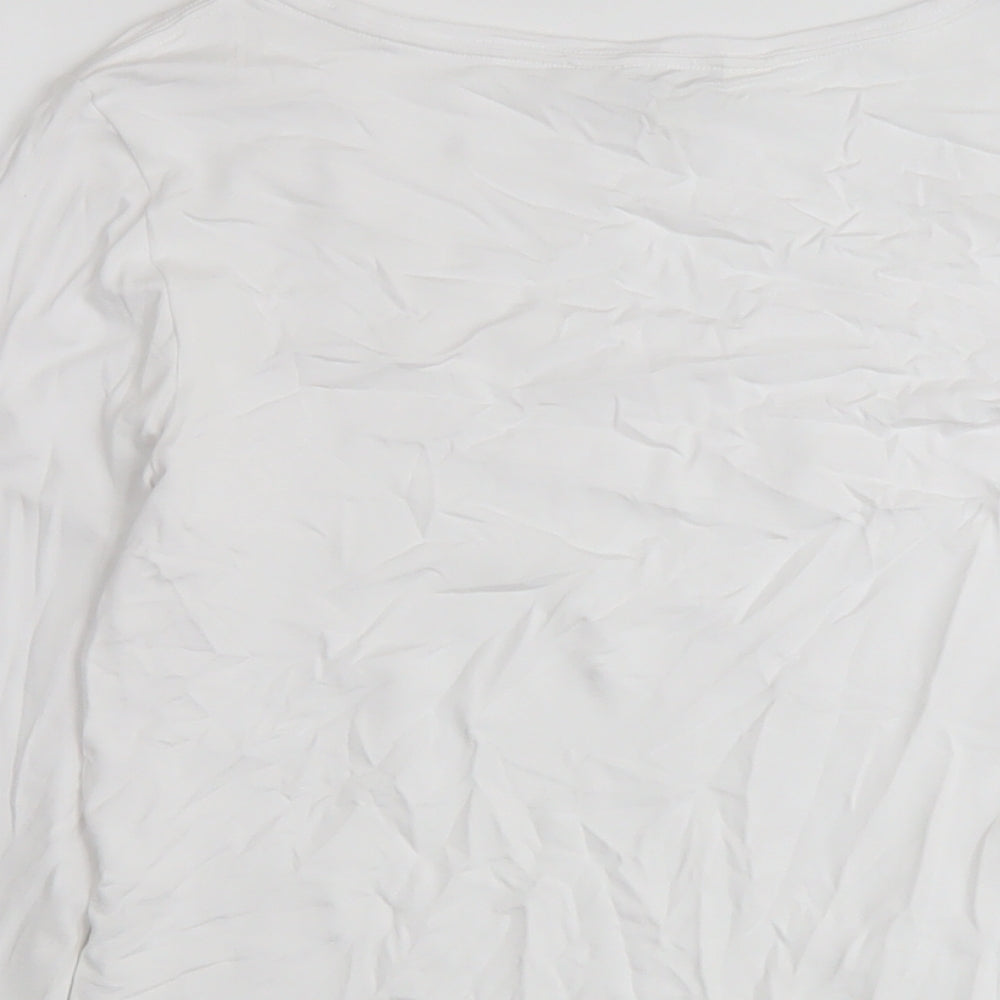Autograph Womens White Viscose Basic T-Shirt Size 14 Scoop Neck