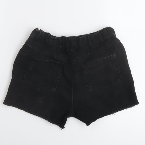 TU Girls Black Cotton Hot Pants Shorts Size 12 Years Regular Zip