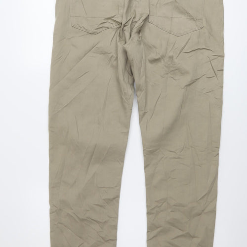 Marks and Spencer Mens Green Cotton Straight Jeans Size 36 in L29 in Slim Button