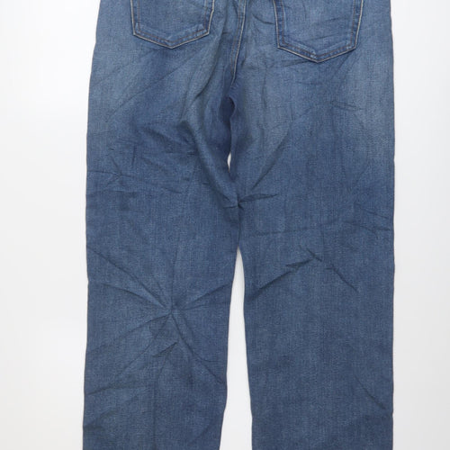 Marks and Spencer Womens Blue Cotton Straight Jeans Size 10 L27 in Regular Button