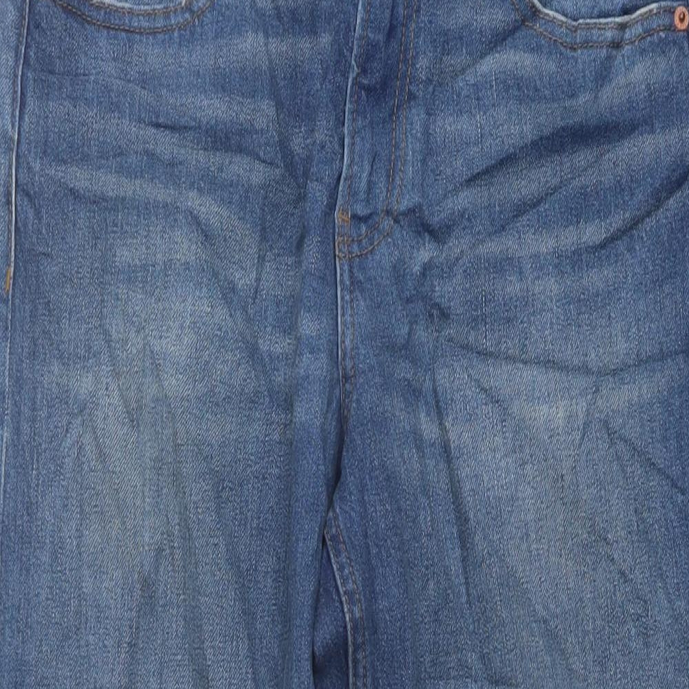 Marks and Spencer Womens Blue Cotton Straight Jeans Size 10 L27 in Regular Button